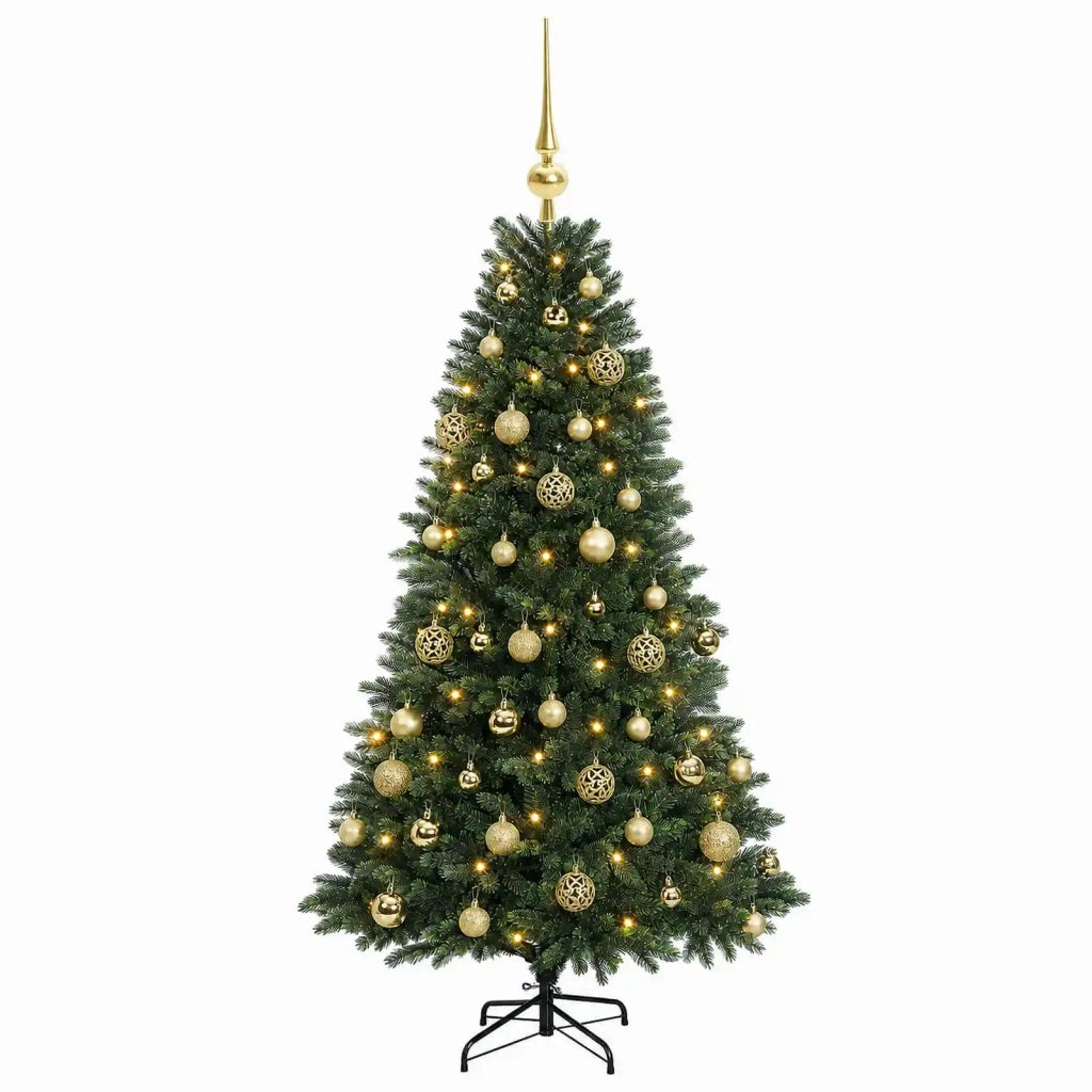 Albero di Natale Artificiale con Palline 150 cm 150 LED 3465692