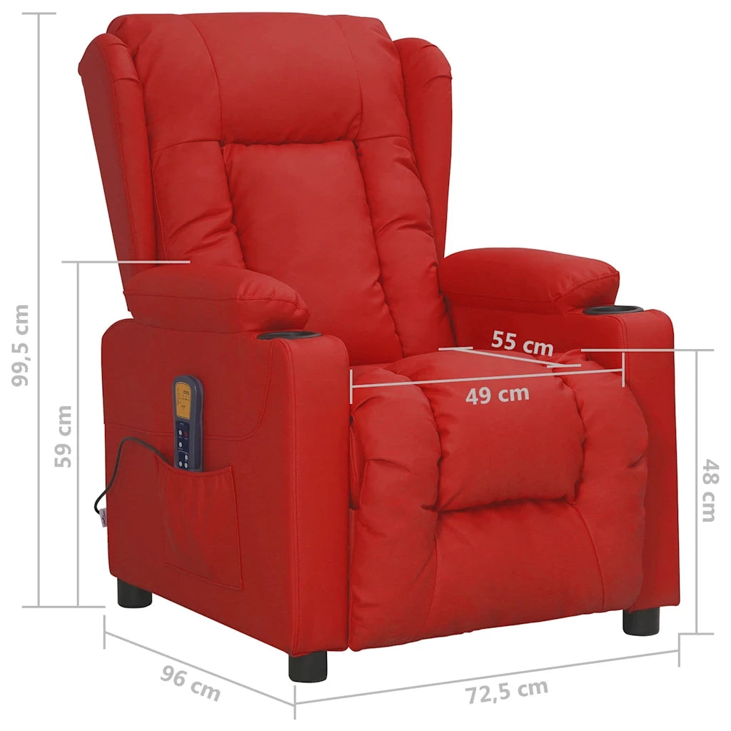 Divano Sedia-Poltrona Massaggiante Rosso Vino in Similpelle 719475
