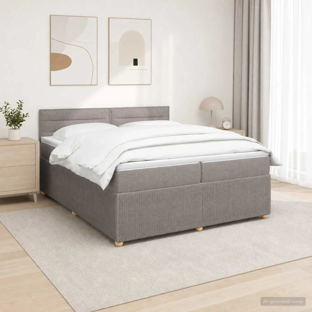 Letto box spring con materasso Tortora 200 x 200 cm Tessuto 3451542