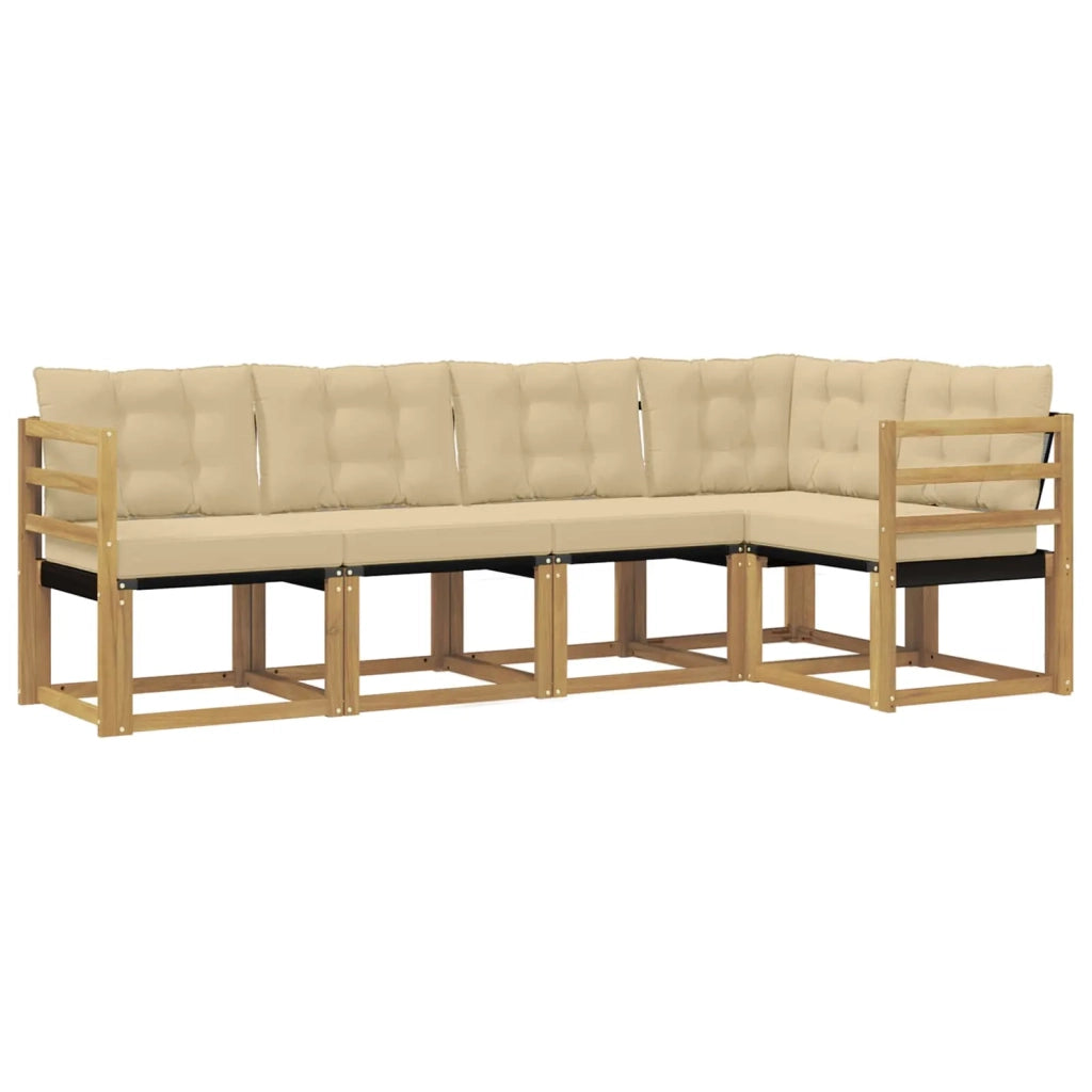 Set di divani da esterno con cuscino 5 pcs Bianco e Beige