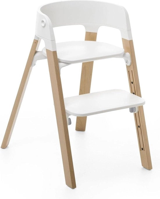Sedile per bambini con gambe naturali e seduta bianca - Sistema di seduta 5 in 1 - Per neonati e bambini in età prescolare - Peso massimo 85 kg - Regolabile senza attrezzi