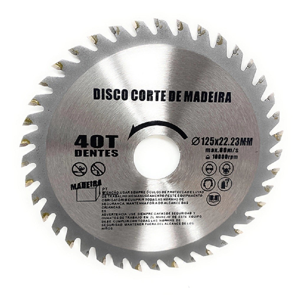 Trade Shop - Disco Lama Per Tagli Legno 125 Mm Per Smerigliatrice 40 Denti Sega Circolare -