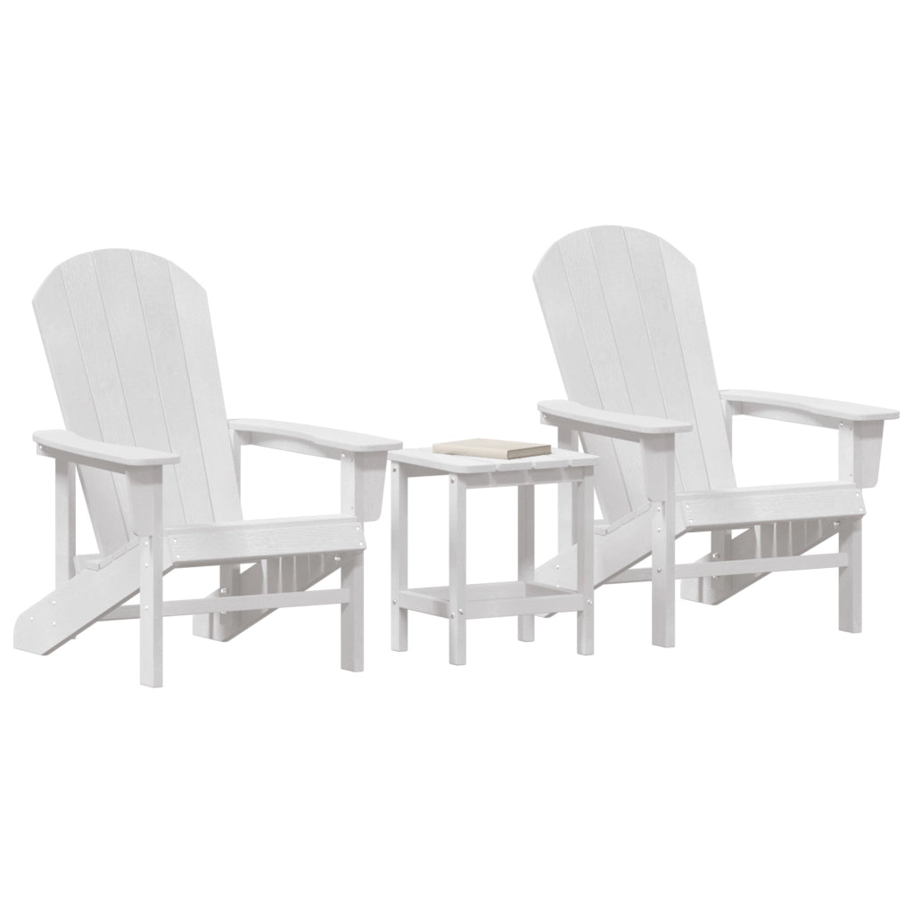Set Lounge da Giardino 3 Pezzi Bianco HDPE