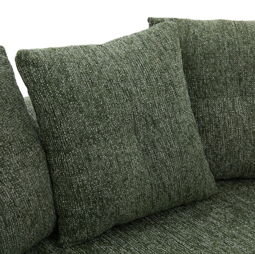 Divano 2 posti 164x92x60 cm verde in chenille; seduta extra profonda