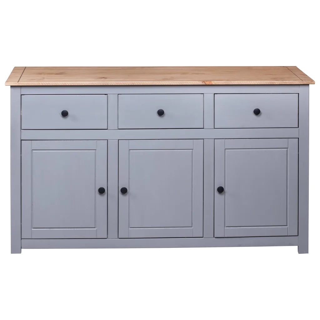 Credenza-Buffet-Armadio da cucina Grigia 135x40x80 cm in Legno Massello di Pino Panama