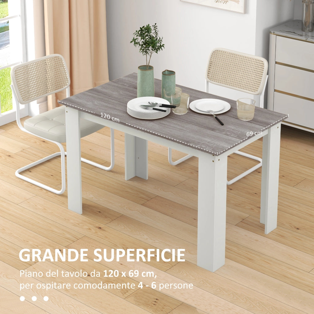Tavolo da Pranzo Allungabile Moderno in Legno ¨C Zephmum ¨C Grigio e Bianco 120x69x75