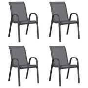Sedie da Giardino Impilabili 4 pz | Sedie da Esterno in Tessuto Textilene Grigio