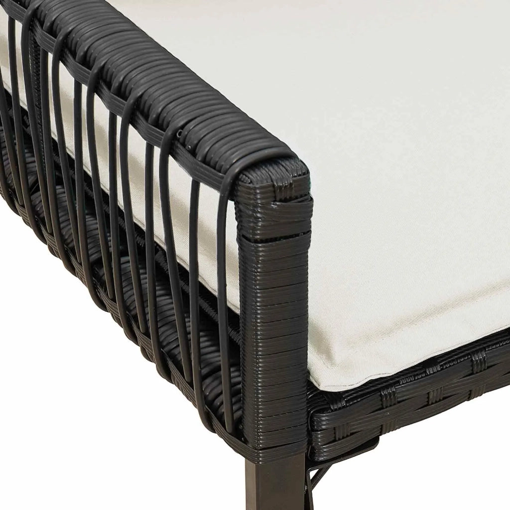 Panchina da esterno 4 pcs Nero e Bianco Crema polyrattan