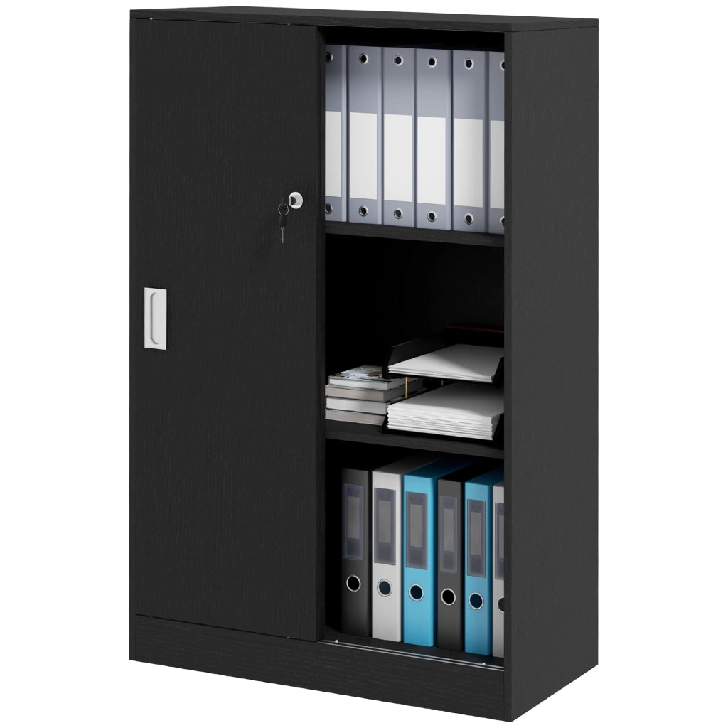 Armadio da ufficio con ante scorrevoli ¨C zephmum ¨C nero 80x40x120 cm