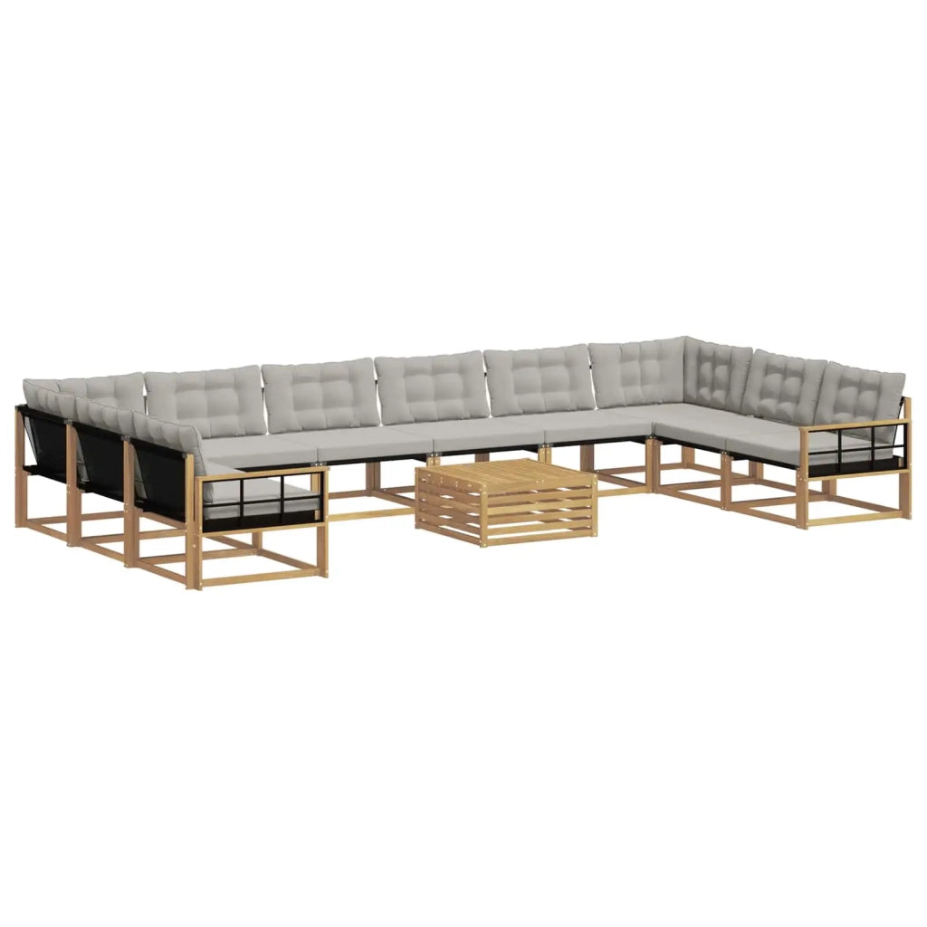 Set di divani da esterno 11 pz Bianco e Grigio Chiaro 3389145