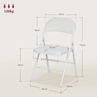 Set 2 Sedie Pieghevoli Imbottite in Finta Pelle PU e Metallo, 45x46x78 cm, Bianco