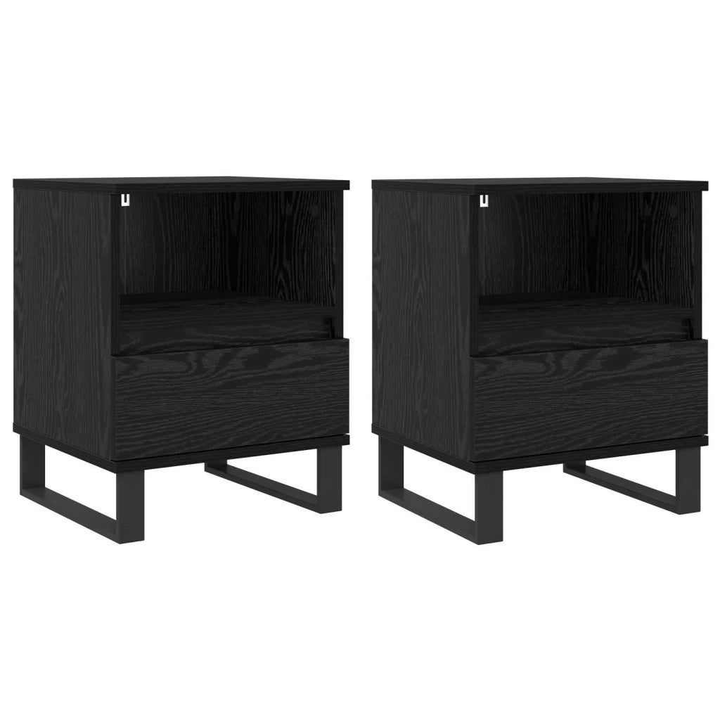Armadietto per letto con cassetto Rovere Nero 40 x 35 x 50 cm
