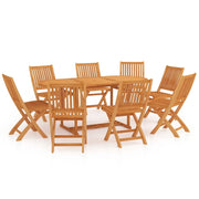 Set da pranzo da giardino per esterni da 9 pezzi in legno massello di teak 02_0014082