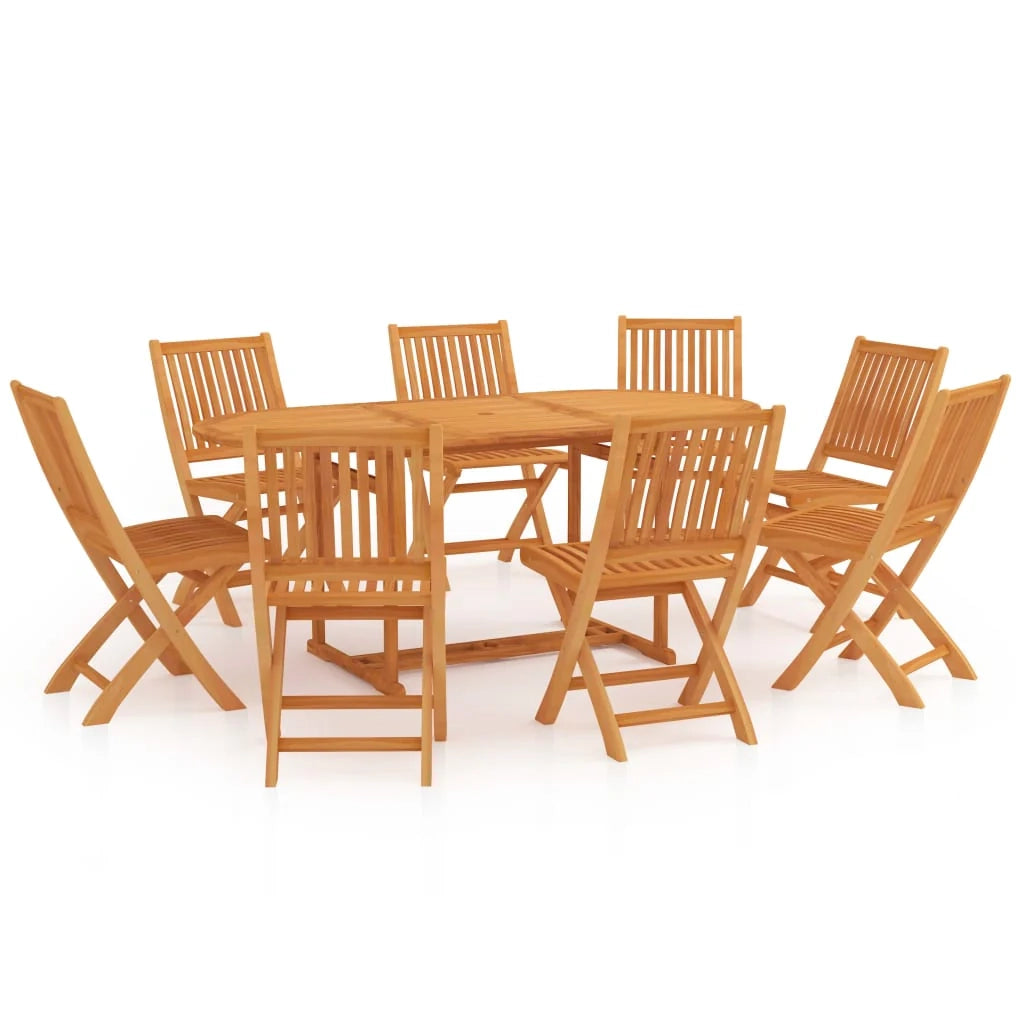 Set da pranzo da giardino per esterni da 9 pezzi in legno massello di teak 02_0014082