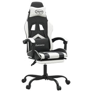 Sedia da Gaming | Sedia da e-sports Girevole Poggiapiedi Nero e Bianco Similpelle