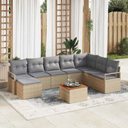 Set Divano da Giardino con cuscino 8 pcs Beige polyrattan 3347735