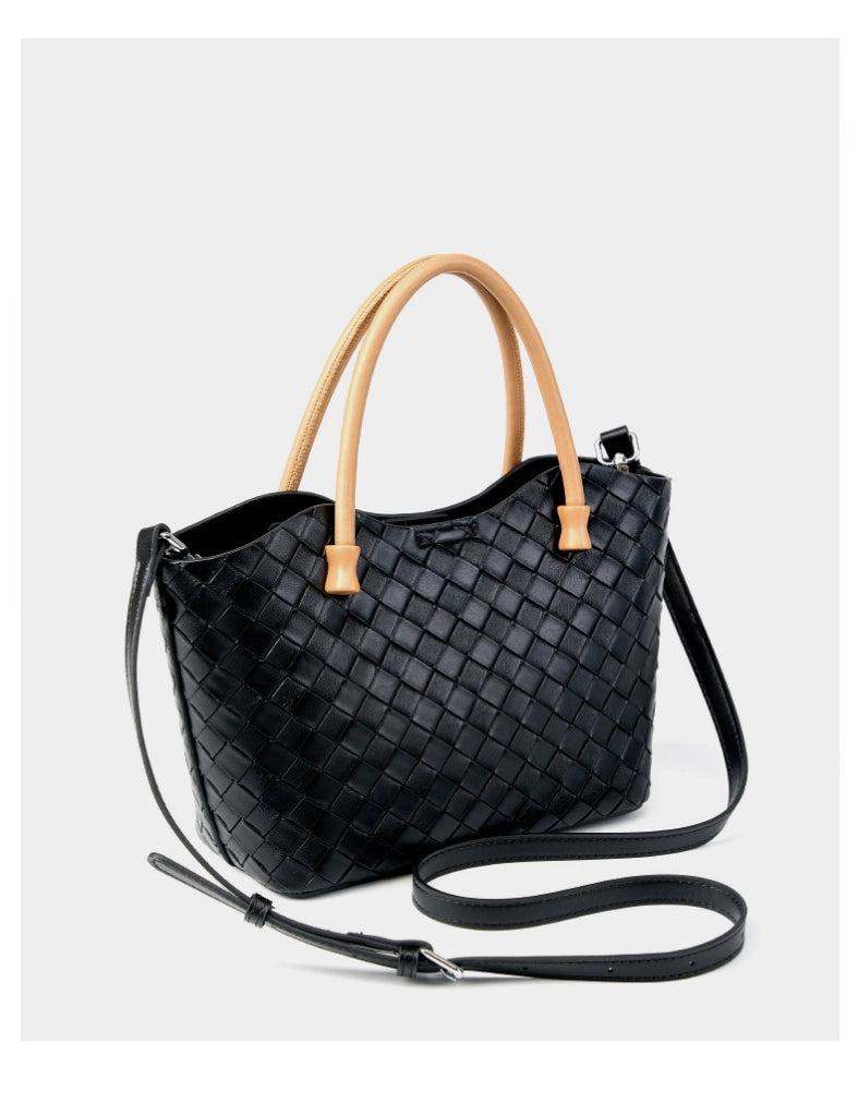 Borsa a mano da donna in vera pelle, borsa a tracolla nera.