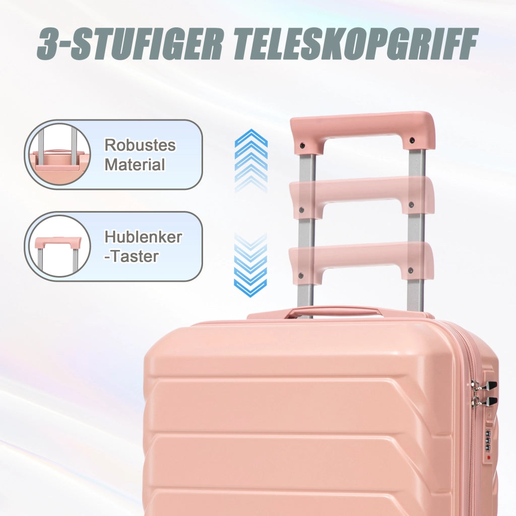 Set di due valigie girevoli in ABS da 14"/19" con lucchetto a combinazione e trousse da 14" (rosa)