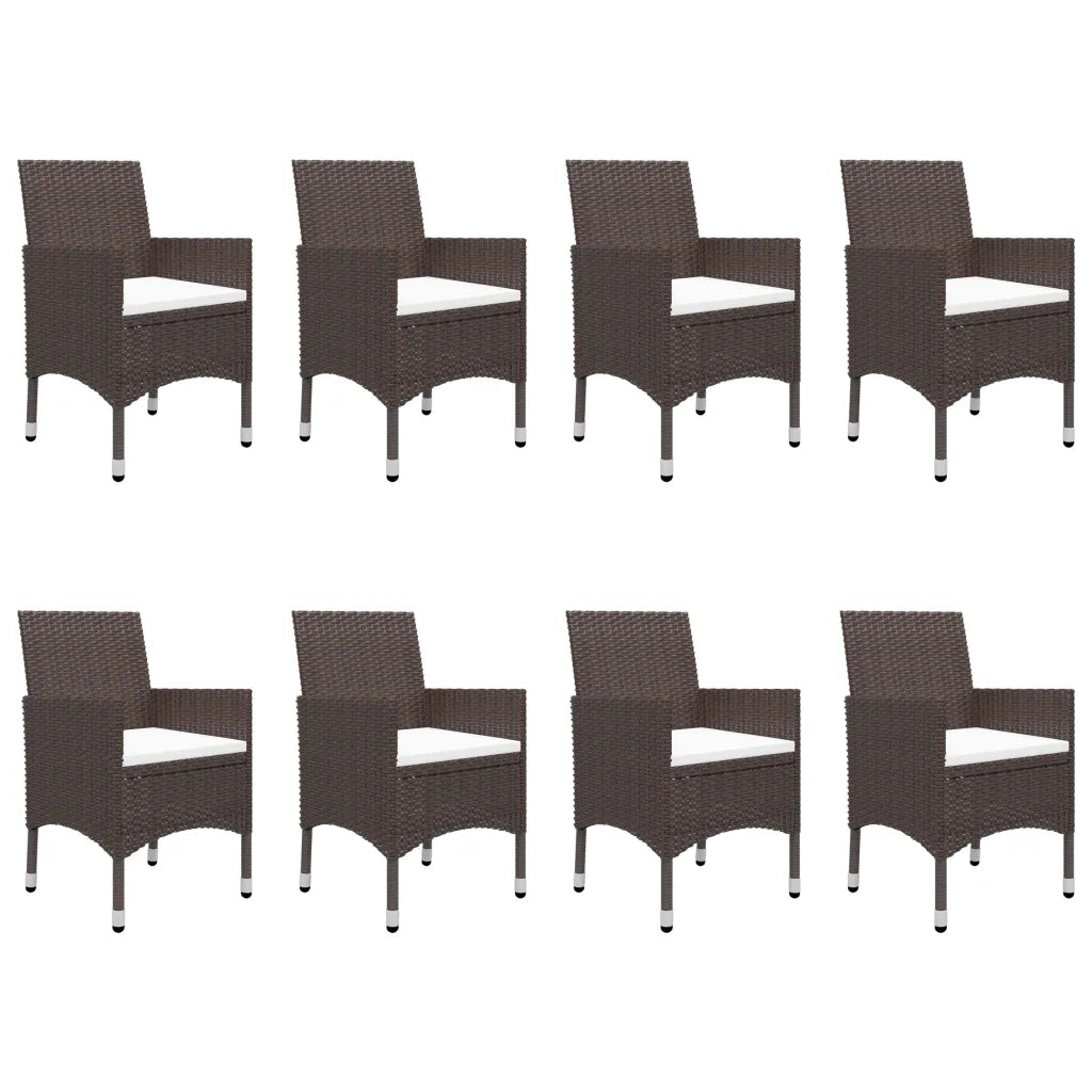 Set da Pranzo da Giardino 9 pz in Polyrattan e Vetro Marrone 3058341