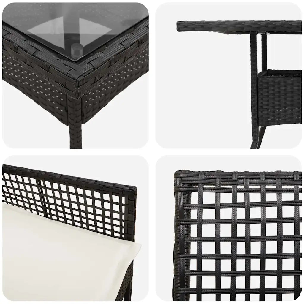 Set da Pranzo per Giardino 5 pcs Nero polyrattan 3334924