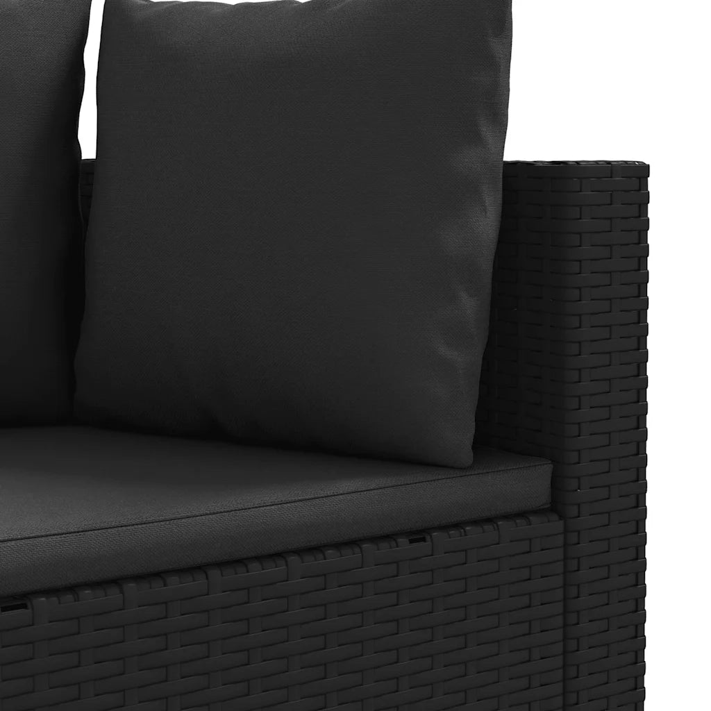 Set Divani da Giardino 4 pz con Cuscini Nero in Polyrattan