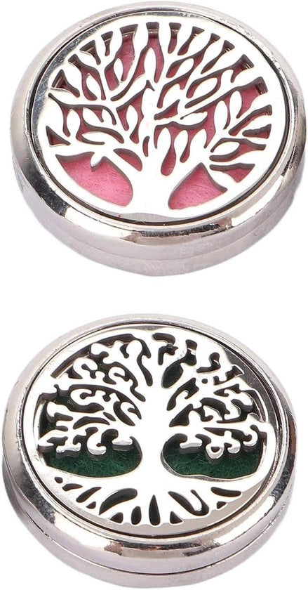 Diffusore a Fiamma in Acciaio Inossidabile con Disegno di Albero della Vita - 7 Pads a Fibra - Olio Essenziale per Odore Attrattivo .