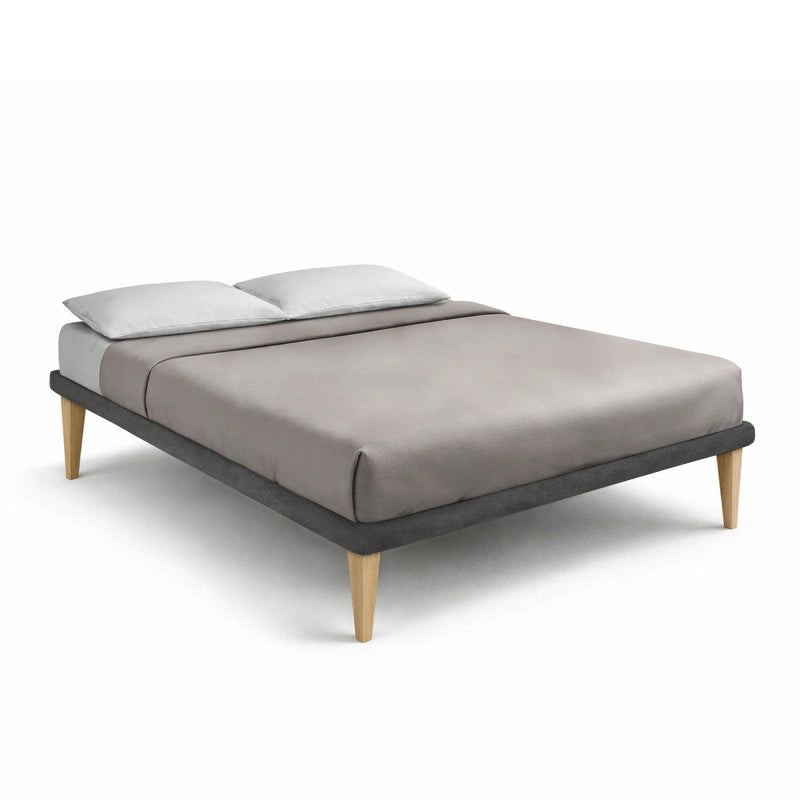 Letto imbottito Matrimoniale 180x190 cm Tessis - Con rete,Microfibra,Grigio