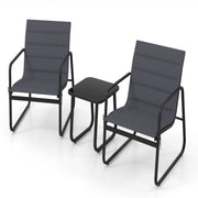 Set da bistrot da giardino 3 pezzi con sedie ergonomiche e tavolino laterale 73 x 61 x 76 cm comfort moderno metallo grigio 20_0017371