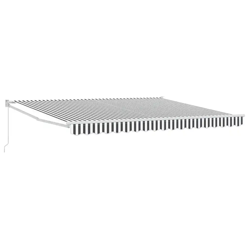 Tenda retrattile-Tenda parasole per balcone Antracite e Bianca 4x3 m Tessuto e Alluminio 167367