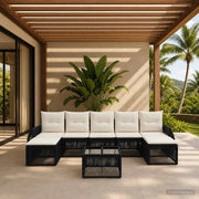 Set Divano da Giardino 8 pz Nero e Bianco Crema polyrattan 3435505