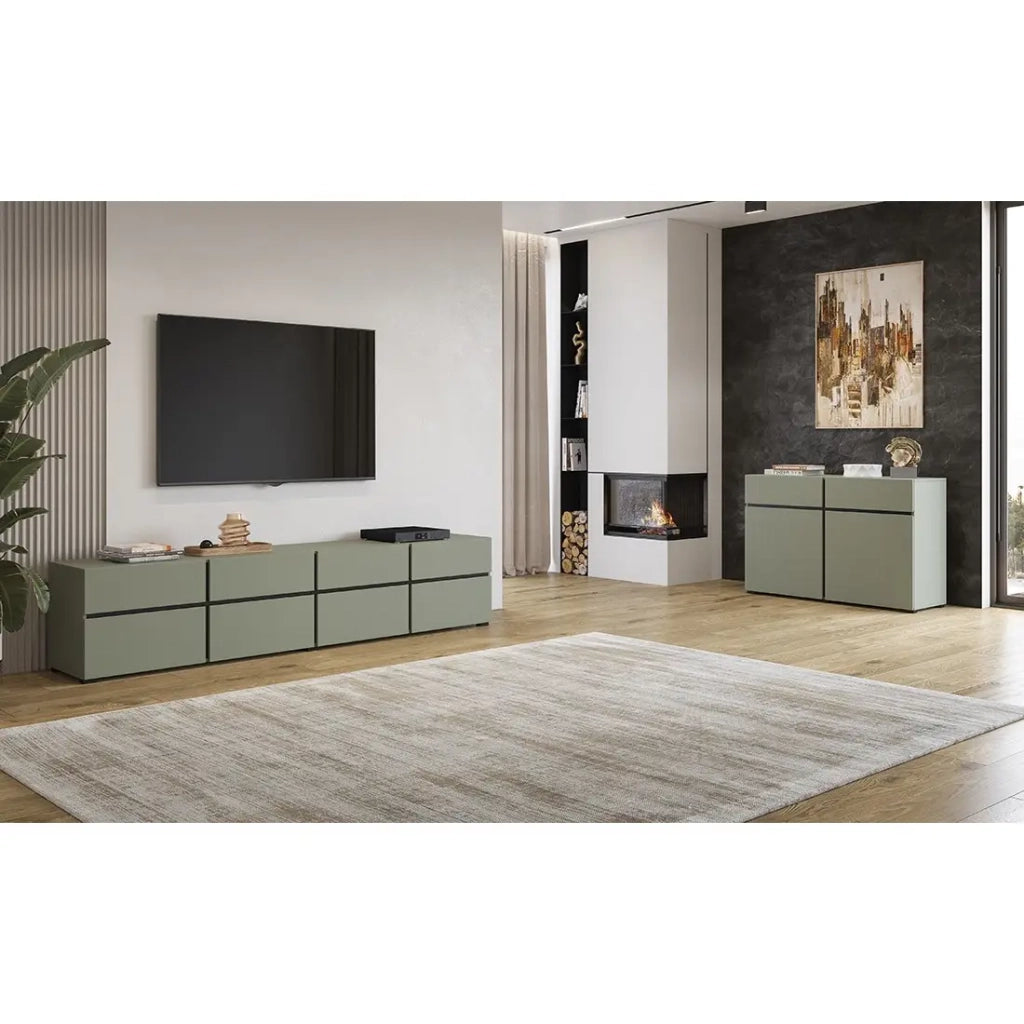 Buffet color salvia verde 120cm collezione HAVANA. Credenza design con 2 porte e 2 cassetti.