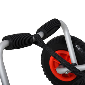 Carrello per Kayak e Canoa Pieghevole con Imbottiture Antiscivolo  in Alluminio Argento Nero e Rosso