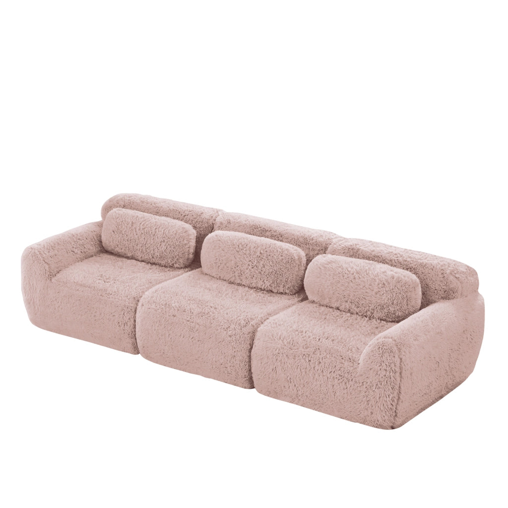 Divano a 3 posti in peluche - Zephmum- Modulare, antiscivolo, senza montaggio