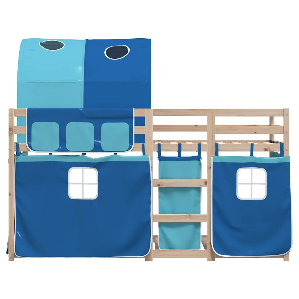 Letto a Castello senza Materasso Blu 90x200cm Massello Pino