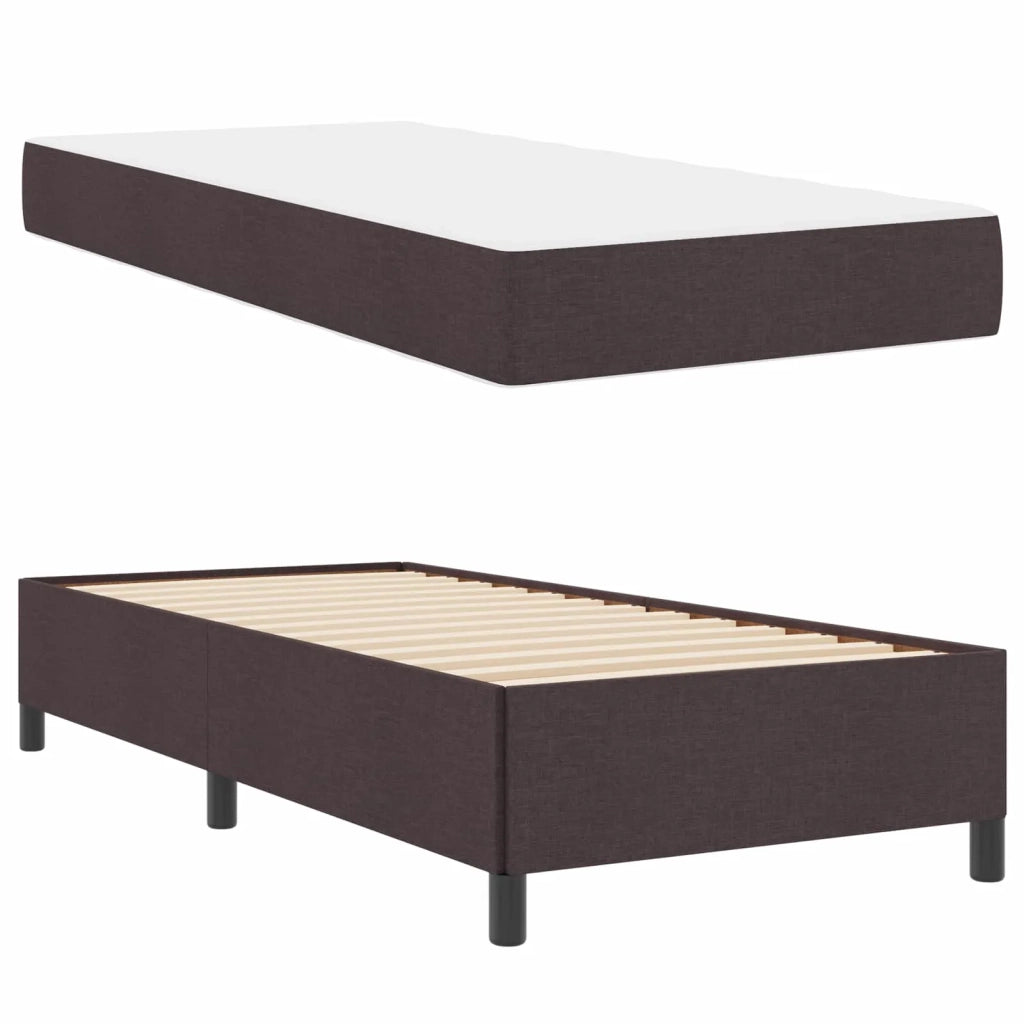 Letto a molle con materasso Marrone Scuro 90 x 190 cm Tessuto 3398825