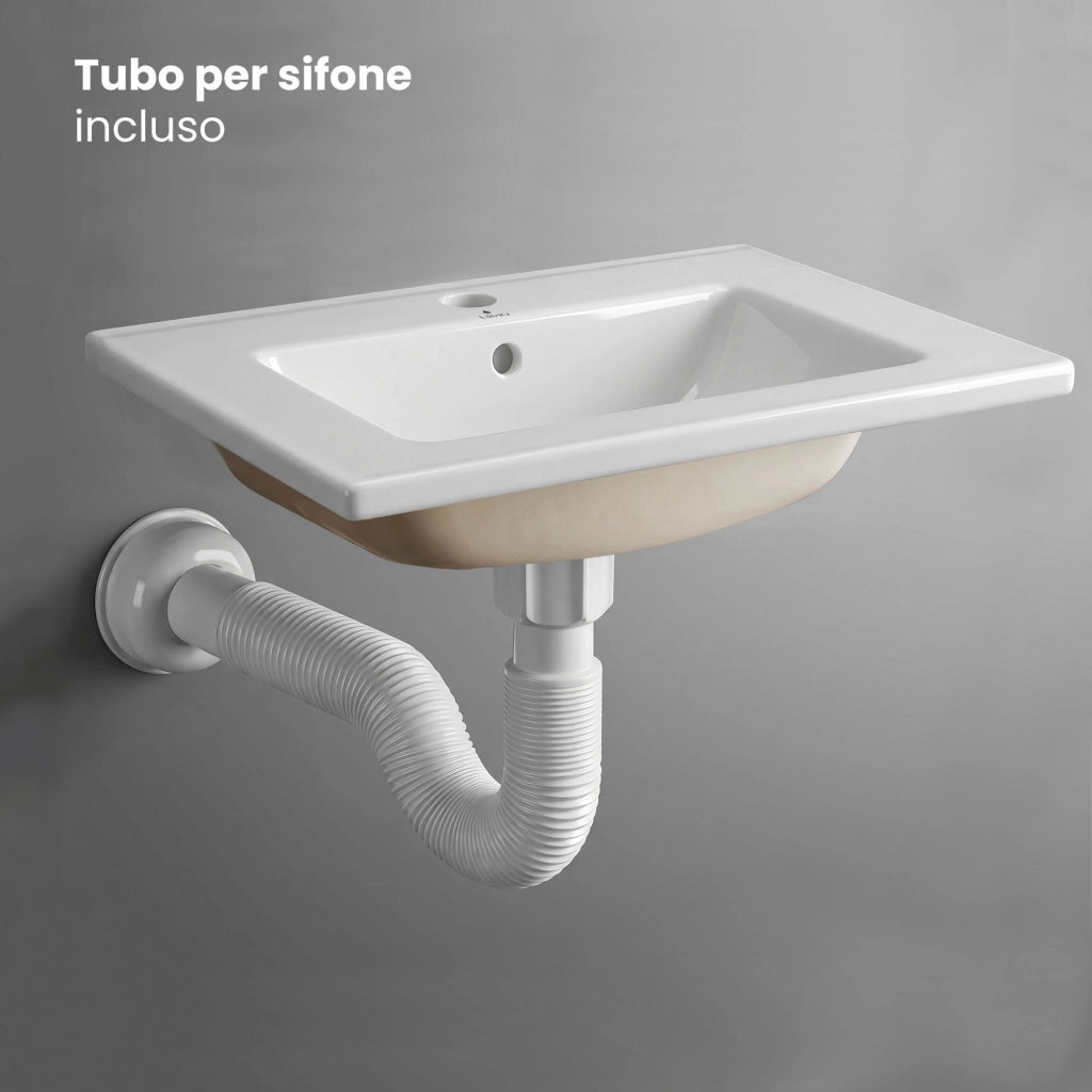 Lavabo incasso rettangolare NORDIS ceramica 61 cm Bianco
