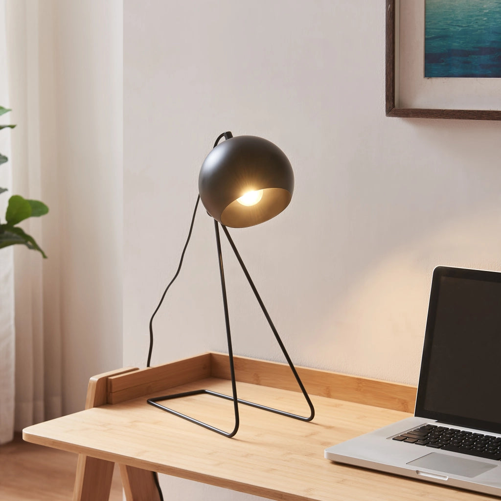 Lampada da Tavolo Scrivania Oldibro in Metallo con Paralume Semisferico 45 x 28 x 15 cm - Nero lux.pro