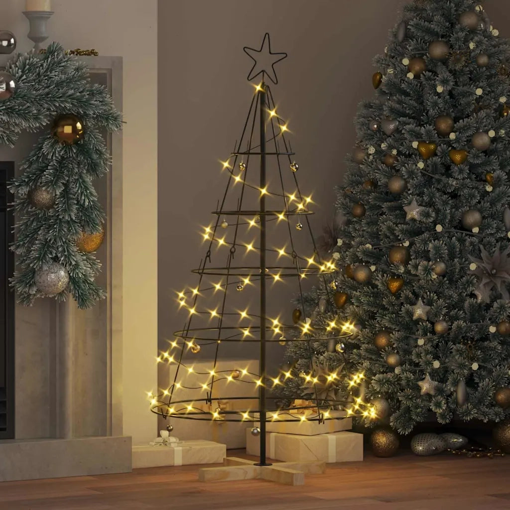 Albero a Cono di Natale | Decorazioni natalizie con supporto Nero 126 cm Acciaio