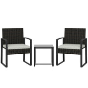 Set bistrot in rattan set di mobili da giardino in 3 pezzi con 2 sedie da giardino tavolino da caff¨¨ cuscino rimovibile bianco crema