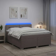 Letto con Box Spring, Materasso e LED Tortora 180 x 200 cm 3452005