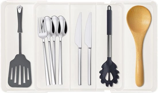 Organizzatore di utensili per cassetto, 27 cm - 41 cm, cassetto organizzatore espandibile, utensili da cucina per cassetto, organizzatore di utensili per cassetto per cucchiai, forchette, cucchiai, cucchiai da cucina
