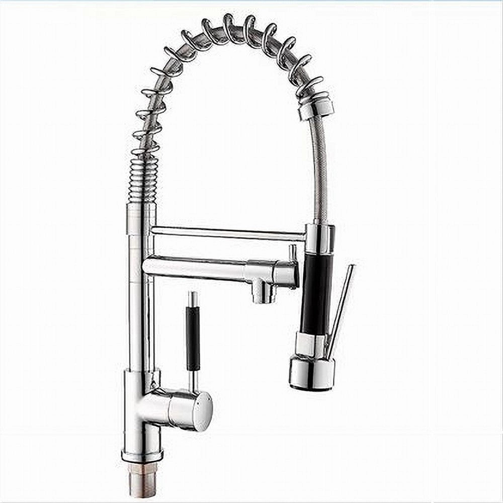 Trade Shop - Rubinetto Lavello Cucina A 2 Vie Orientabile Con Doccetta In Ottone Cromato 59286 -