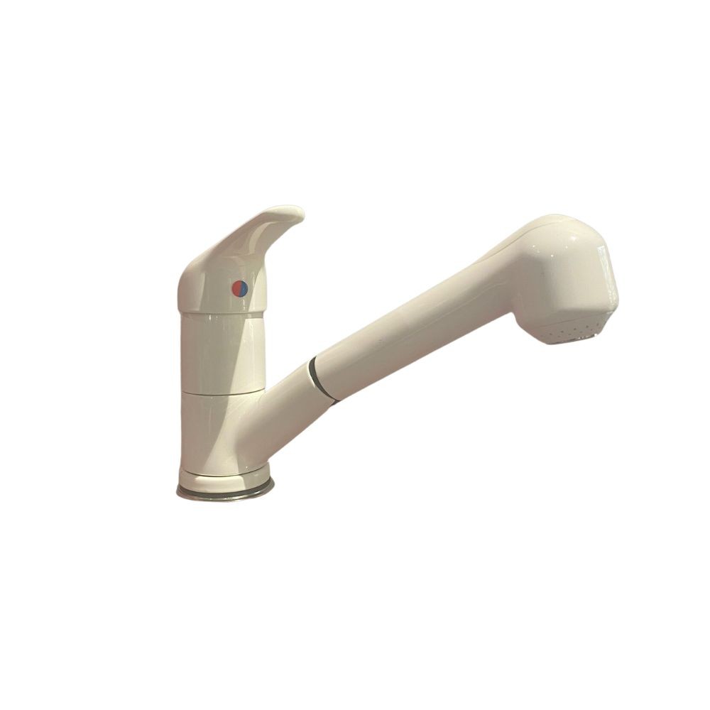 Rubinetto Cucina Miscelatore Monocomando Doccetta Estraibile in Ottone Paini Mixo Bianco