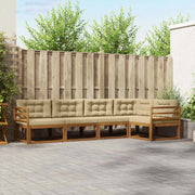 Set di divani da esterno con cuscino 5 pcs Naturale e Beige 3367566