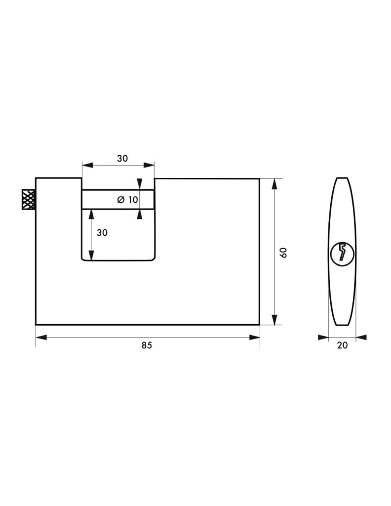 Lucchetto Cargo 85mm, 2 chiavi Adriatic, ottone, arco acciaio inox, serranda, container, garage, per industria - THIRARD