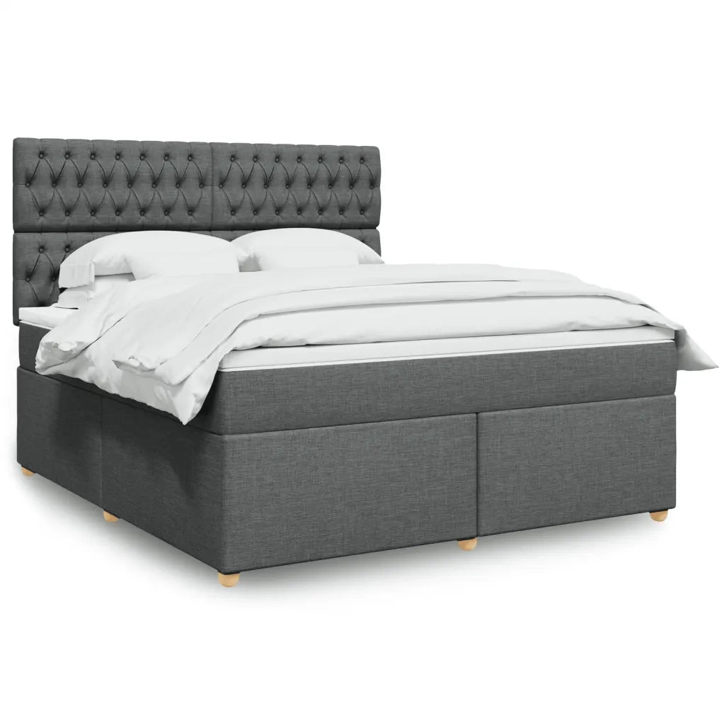 Giroletto a Molle con Materasso Grigio Scuro 180x200 cm Tessuto