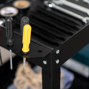 Carrello Porta Attrezzi a 3 Livelli 83x35,3x76 cm in Acciaio Nero