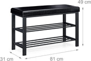 Panca portascarpe seduta sgabello in materiale sintetico 2 livelli nero 13_0000360_3
