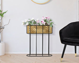 Porta Vasi Oval 60x20x70 cm in Ferro