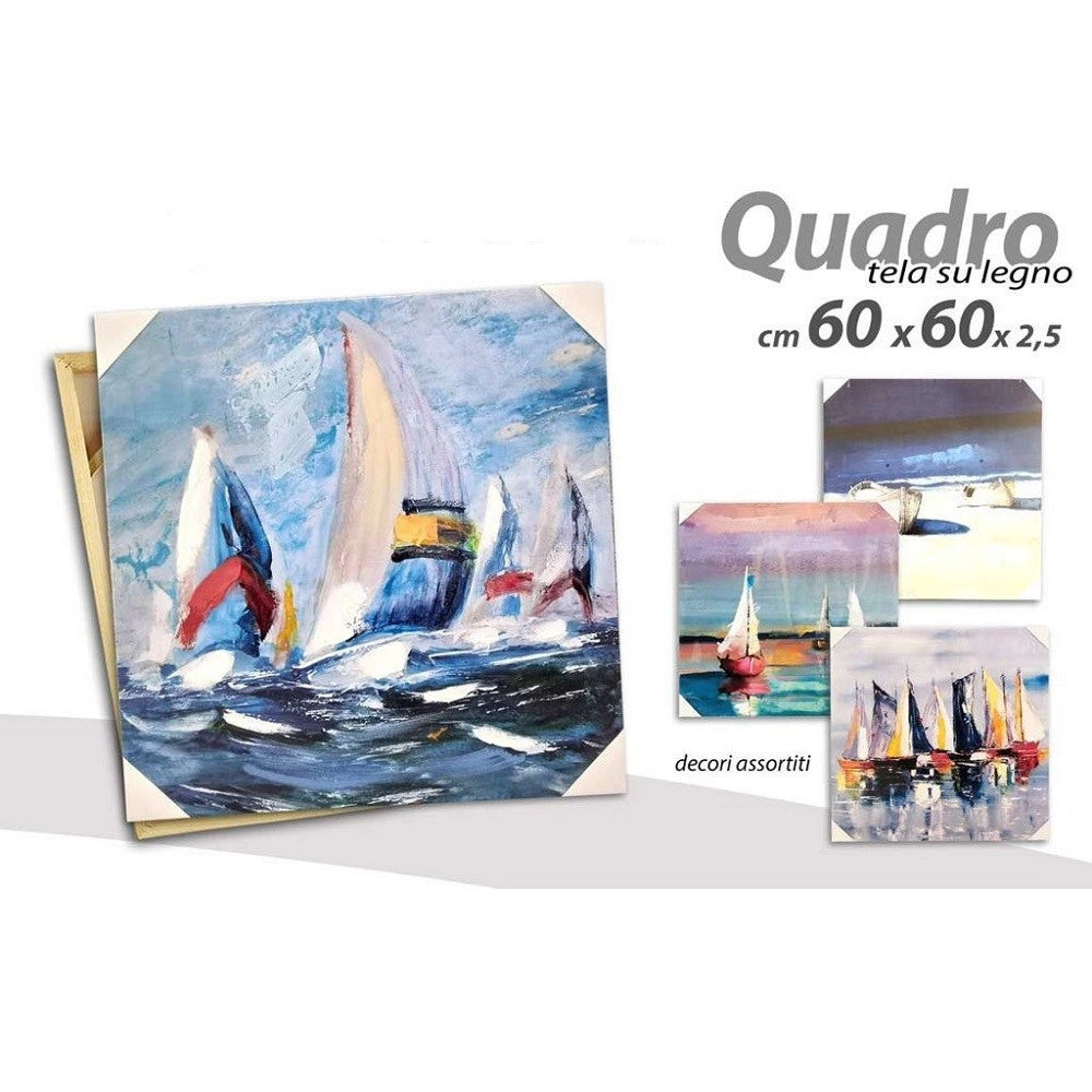 Trade Shop - Quadro Quadretto Decorativo 60x60x2,5 Cm Tela Su Legno Deluxe Decori Ass. 806827 -